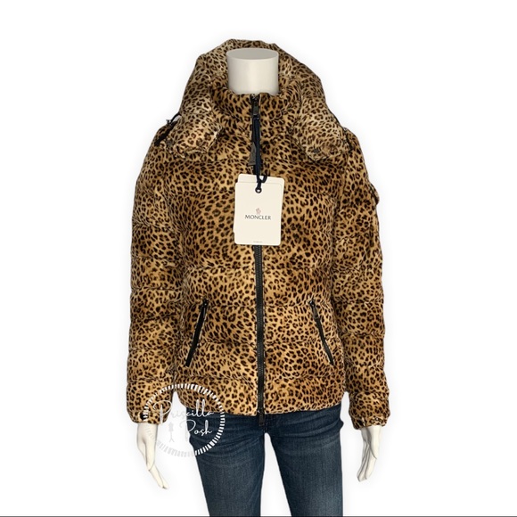 Moncler Bady Cheetah Print Hooded Down Coat Puffer - Picture 7 of 17